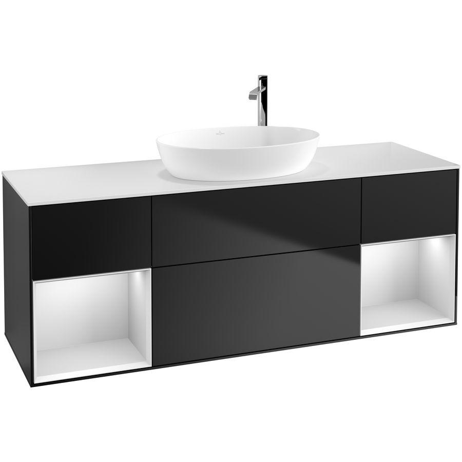 Wastafelonderkast Finion 1600x603x501mm Black Matt Lacquer F981MTPD