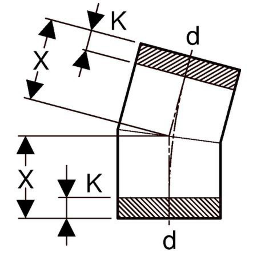 Polyethyleen (PE) bocht 15° gelaste uitvoering 250mm