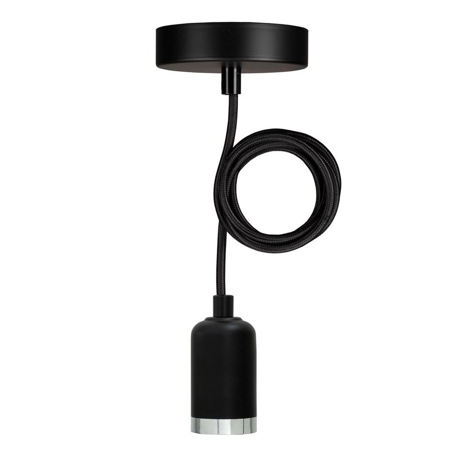 Pendel hanglamp Bari E27 zwart L=1.5m. 2C zwart
