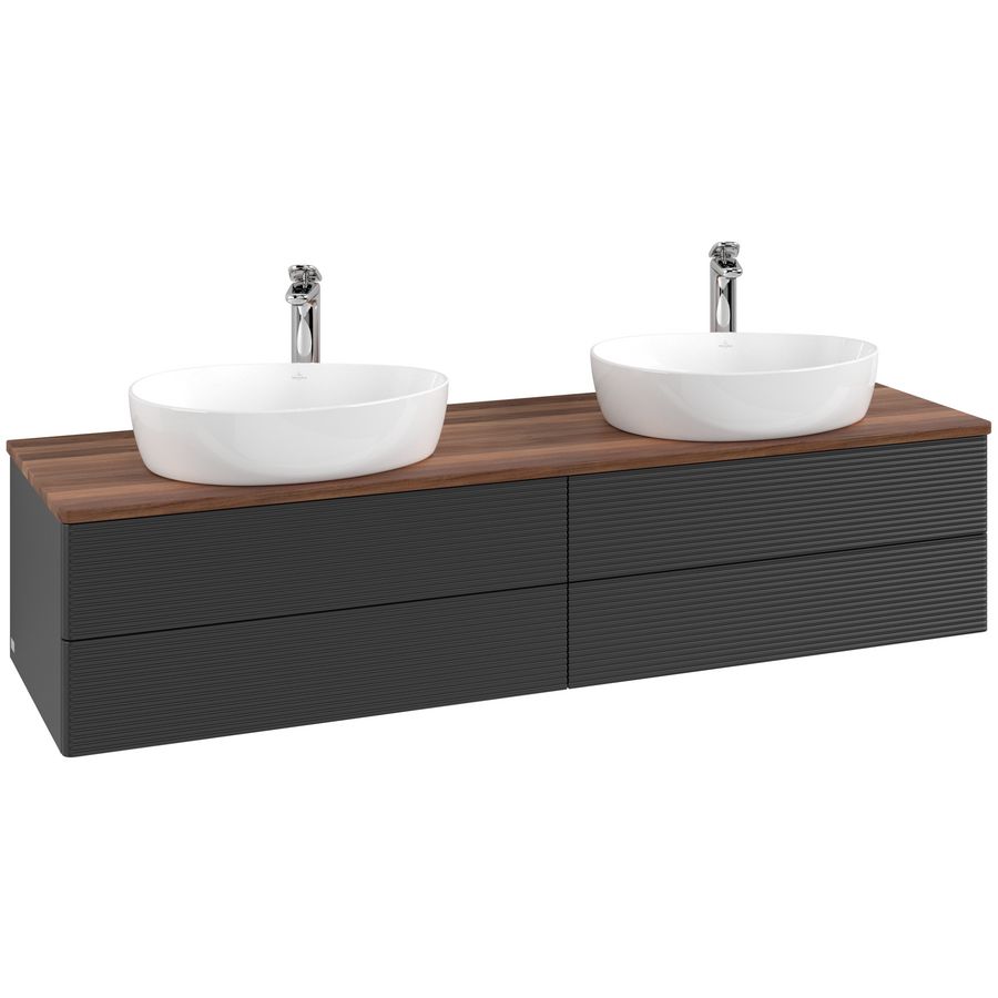 Wastafelonderkast Antao 1600x360x500mm Black Matt Lacquer K28152PD
