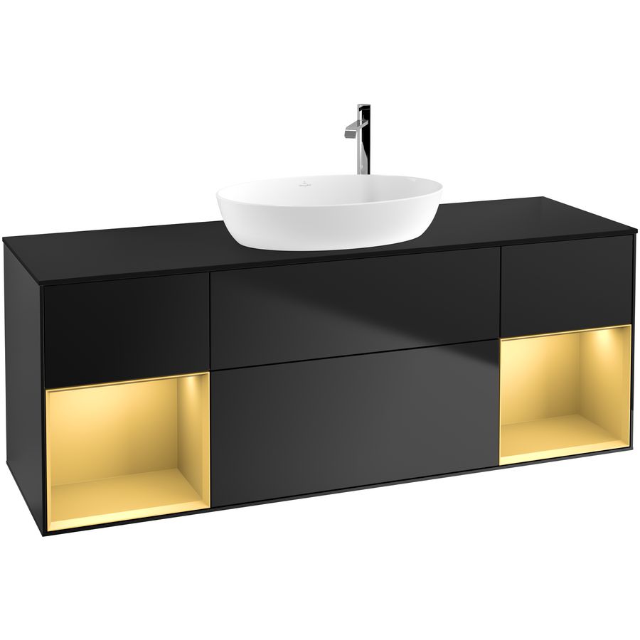 Wastafelonderkast Finion 1600x603x501mm Black Matt Lacquer F982HFPD