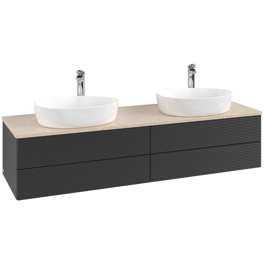 Wastafelonderkast Antao 1600x360x500mm Black Matt Lacquer K28153PD