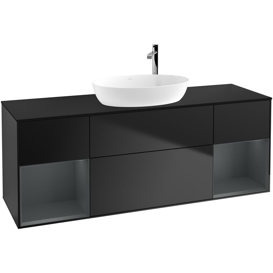 Wastafelonderkast Finion 1600x603x501mm Black Matt Lacquer F982HGPD