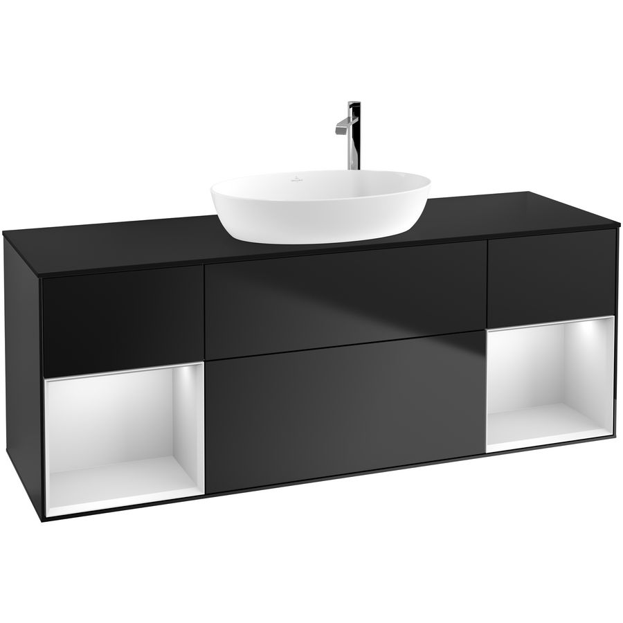 Wastafelonderkast Finion 1600x603x501mm Black Matt Lacquer F982MTPD