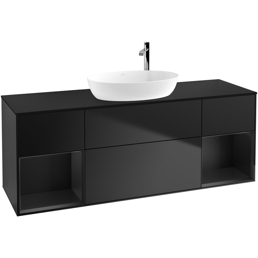 Wastafelonderkast Finion 1600x603x501mm Black Matt Lacquer F982PDPD