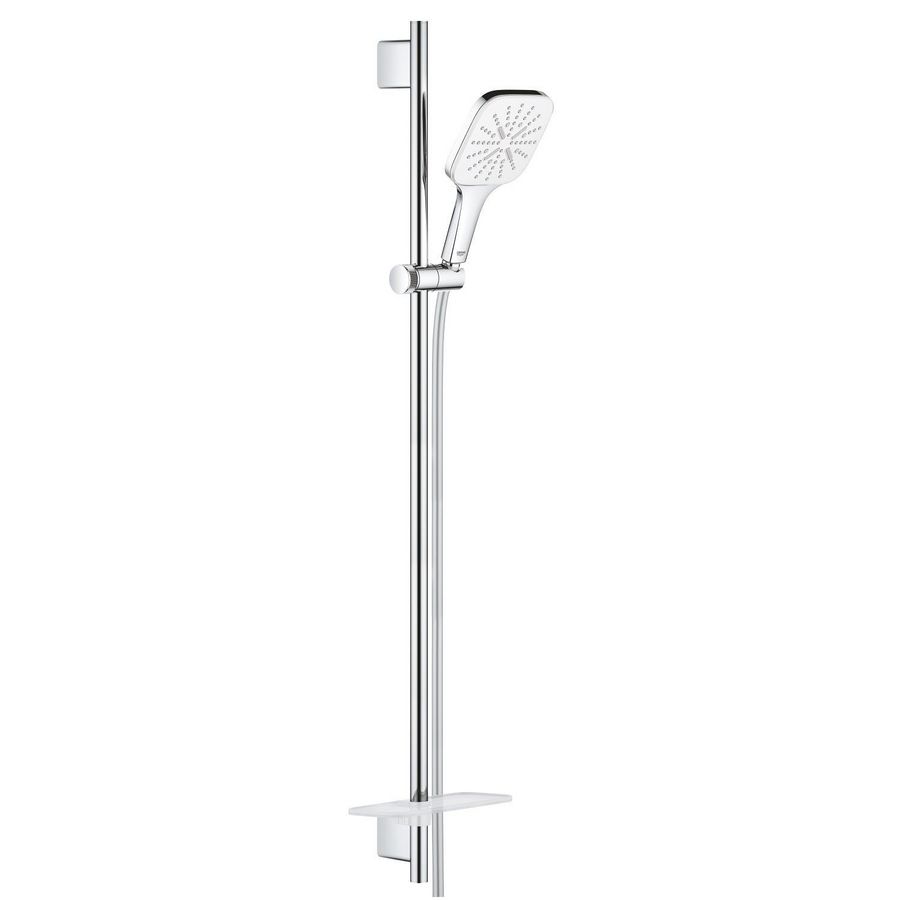 Glijstangset rainshower 130 smartact. cube 90cm moonwhite