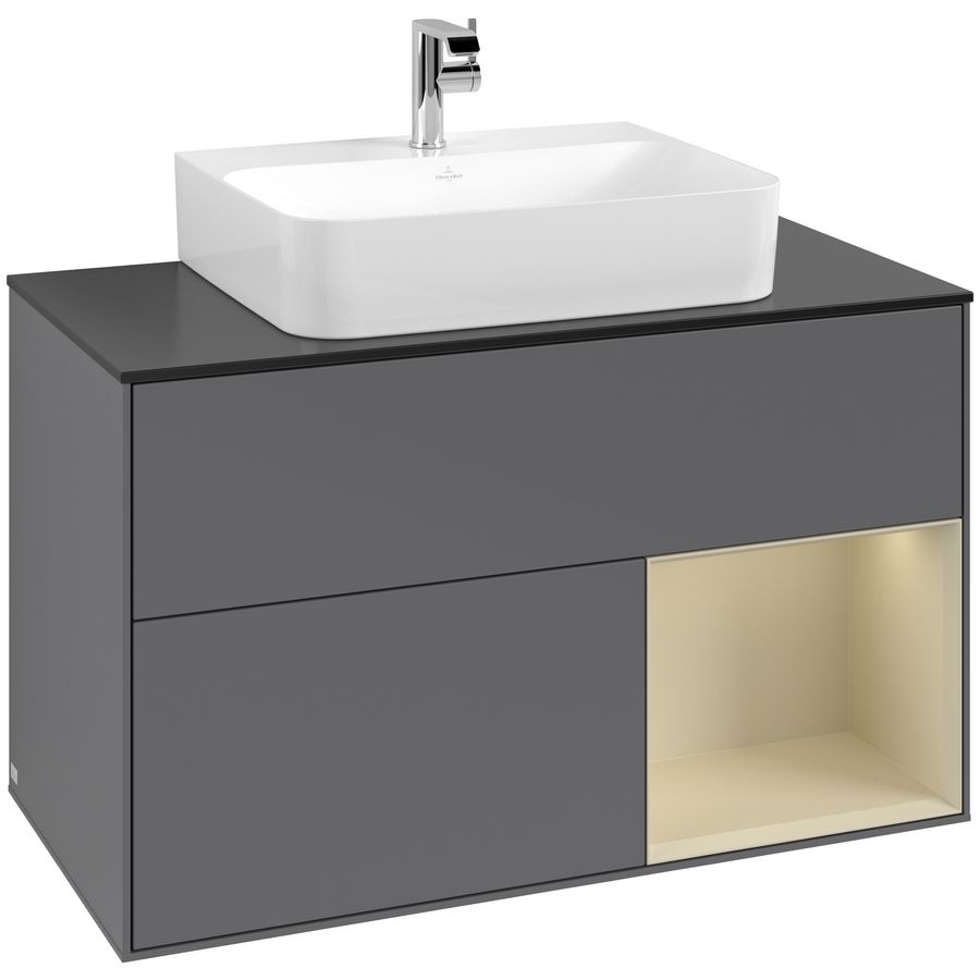 Wastafelonderkast Finion 1000x603x501mm Antr. Matt Lacquer F122HJGK