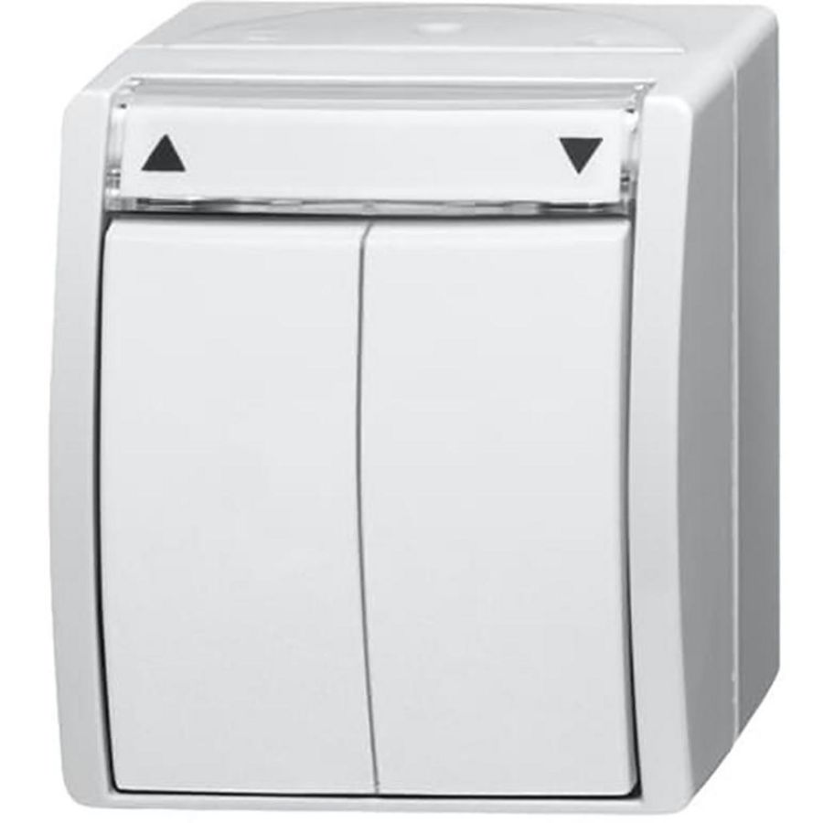 Opbouw jalozieschakelaarsokkel schak 1P IP44 ocean-alpinwit
