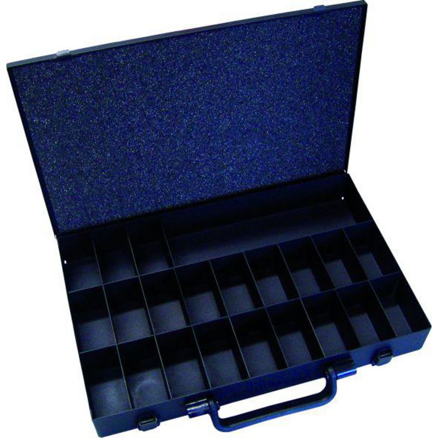 Metalen koffer leeg 22-vaks 50x370x235mm met handgreep