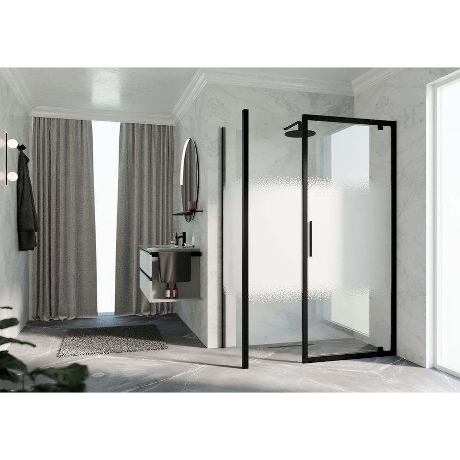 Zijwand K2F 1010-1030x2000mm zwart rose motief