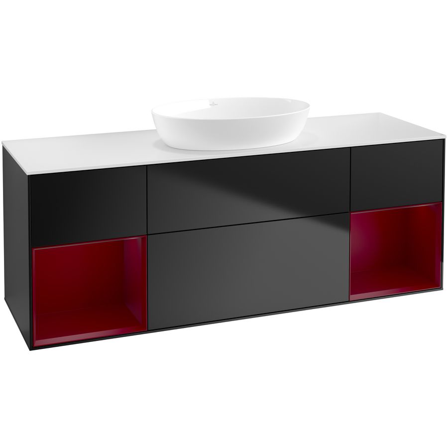 Wastafelonderkast Finion 1600x603x501mm Black Matt Lacquer FD01HBPD