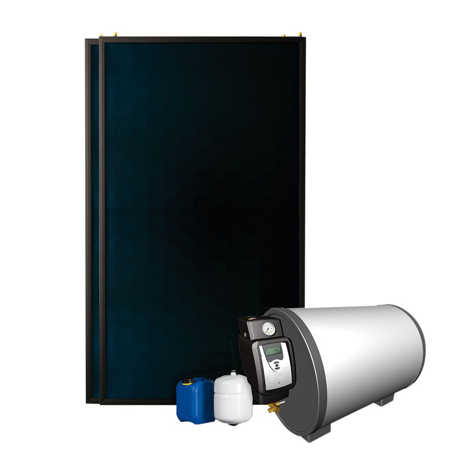 Zonneboilervat horizontaal + collector EcoNormII 200H(E)-5m²