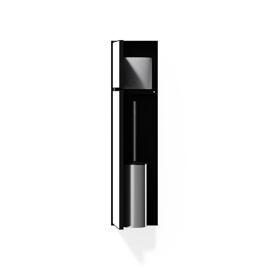 Closed CL10 inbouw closetborstelgarnituur/reserveclosetrolhouder mat zwart 2x deur betegelbaar