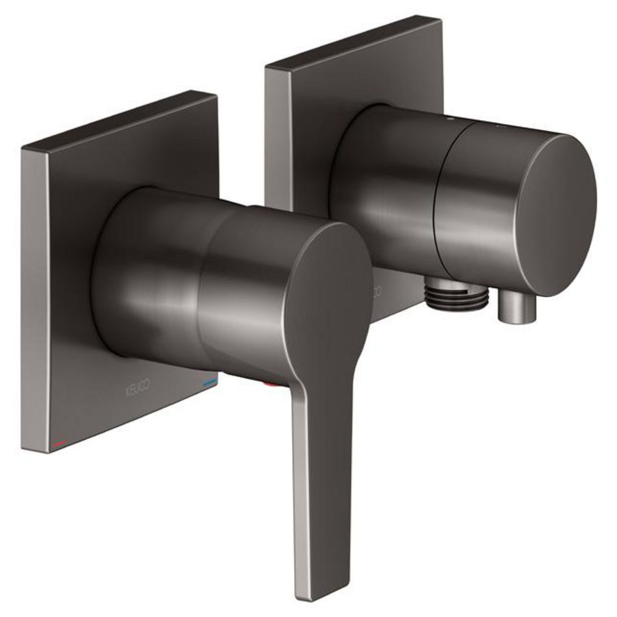 Set 1-hendel mengkraan/inbouw/2-weg/m. Slangaansl/titaanzwart