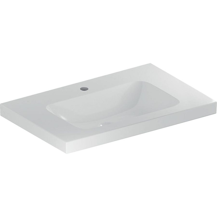 iCon Light wastafel 75x48cm met kraangat zonder overloop m/afleg wit