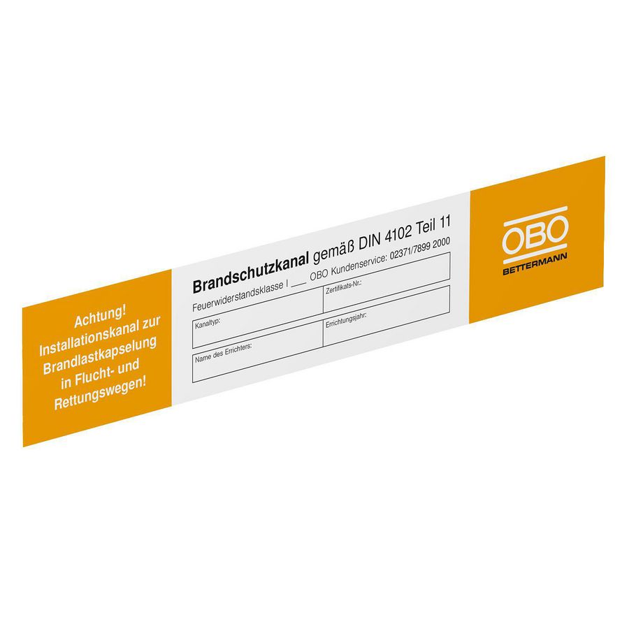 Markeringsplaat voor kanaalsysteem polyvinylchlorid VVE=10