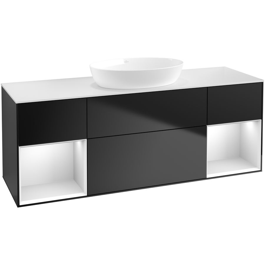 Wastafelonderkast Finion 1600x603x501mm Black Matt Lacquer FD01MTPD
