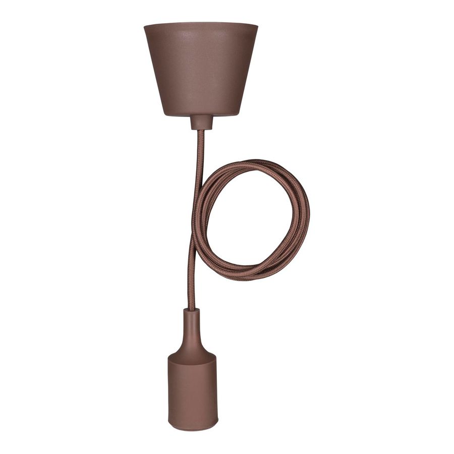 Pendel hanglamp Silicone E27 bruin L=1.5m.