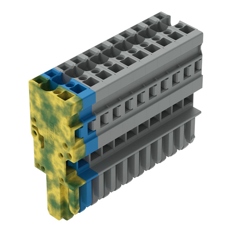 1-draads female steker CAGE CLAMP 4mm² grijs/blauw/g VVE=20