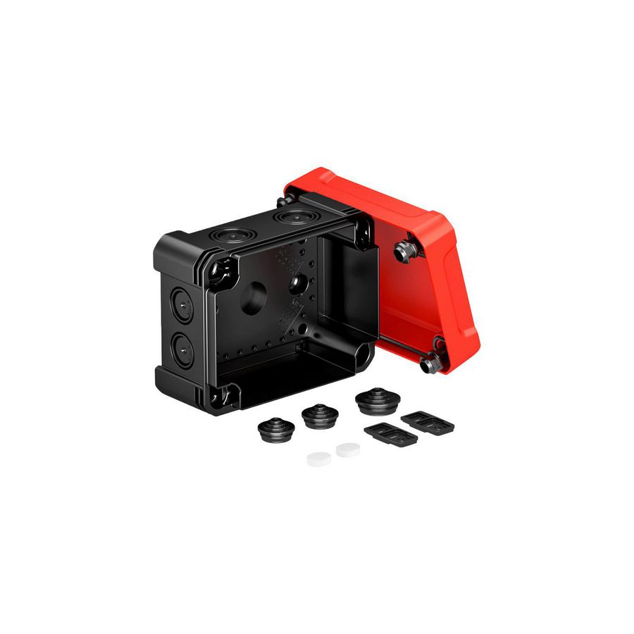 Kabeldoos rode deksel 150x116x86 polycarb. zwart/rood