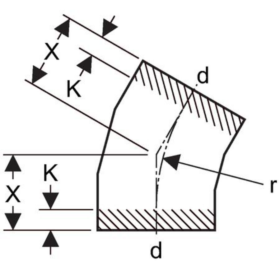 Polyethyleen (PE) bocht 30° gelaste uitvoering 315mm