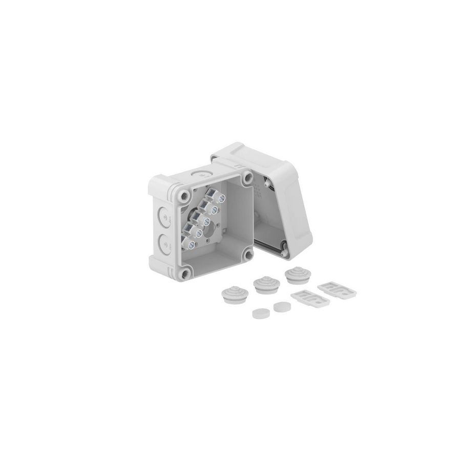 Kabeldoos klemmenstr. 95x95x72 polycarb. li.grijs RAL 7035