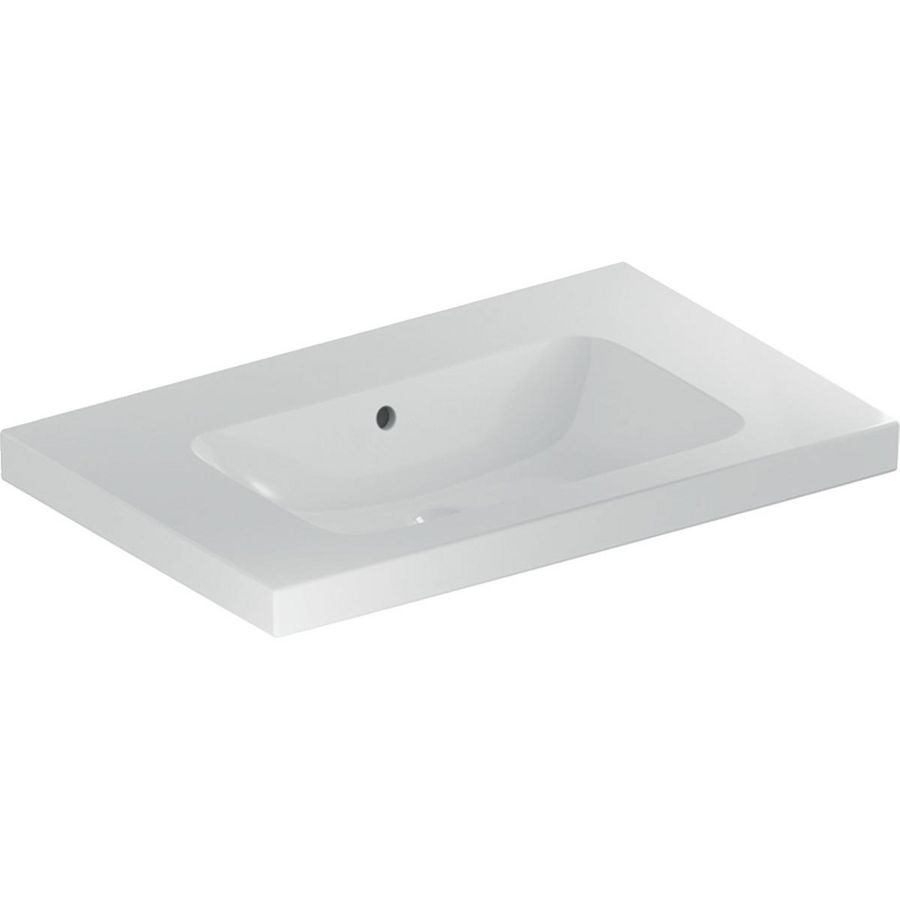 iCon Light wastafel 75x48cm zonder kraangat met overloop / met afleg wit