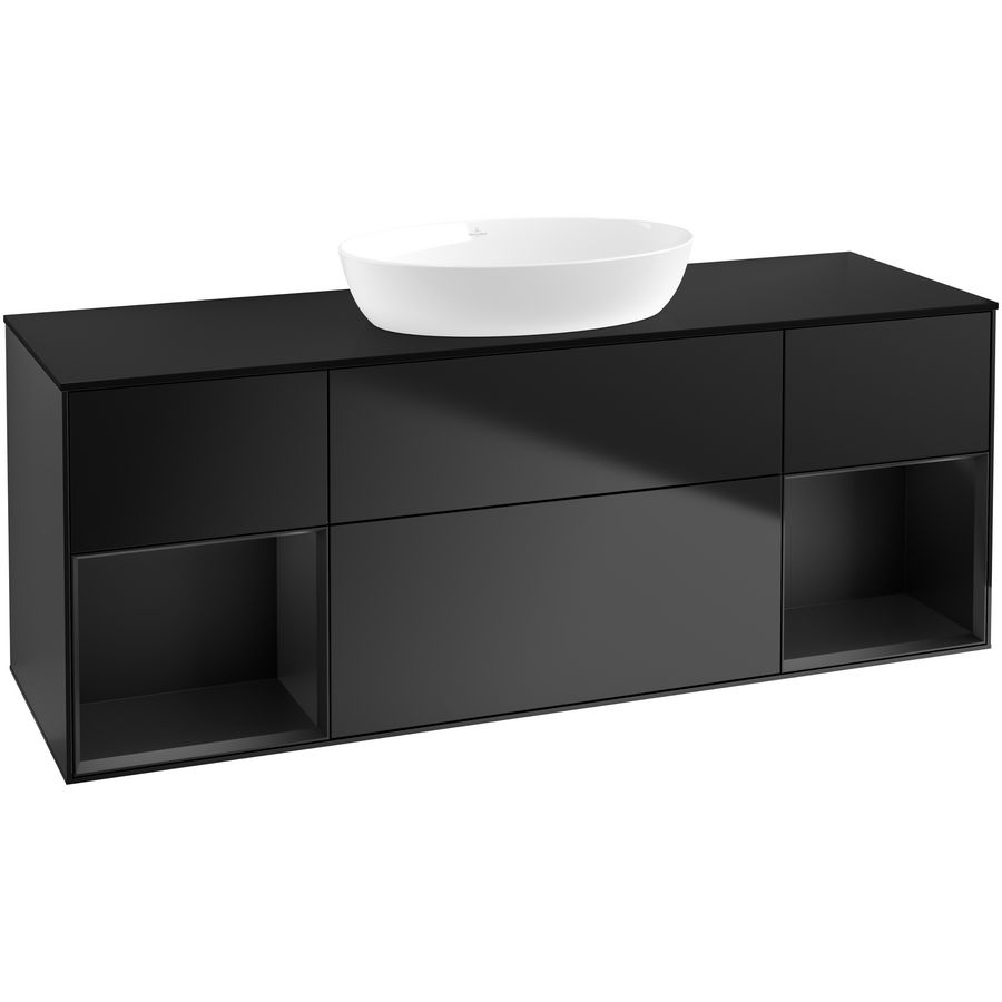 Wastafelonderkast Finion 1600x603x501mm Black Matt Lacquer FD02PDPD