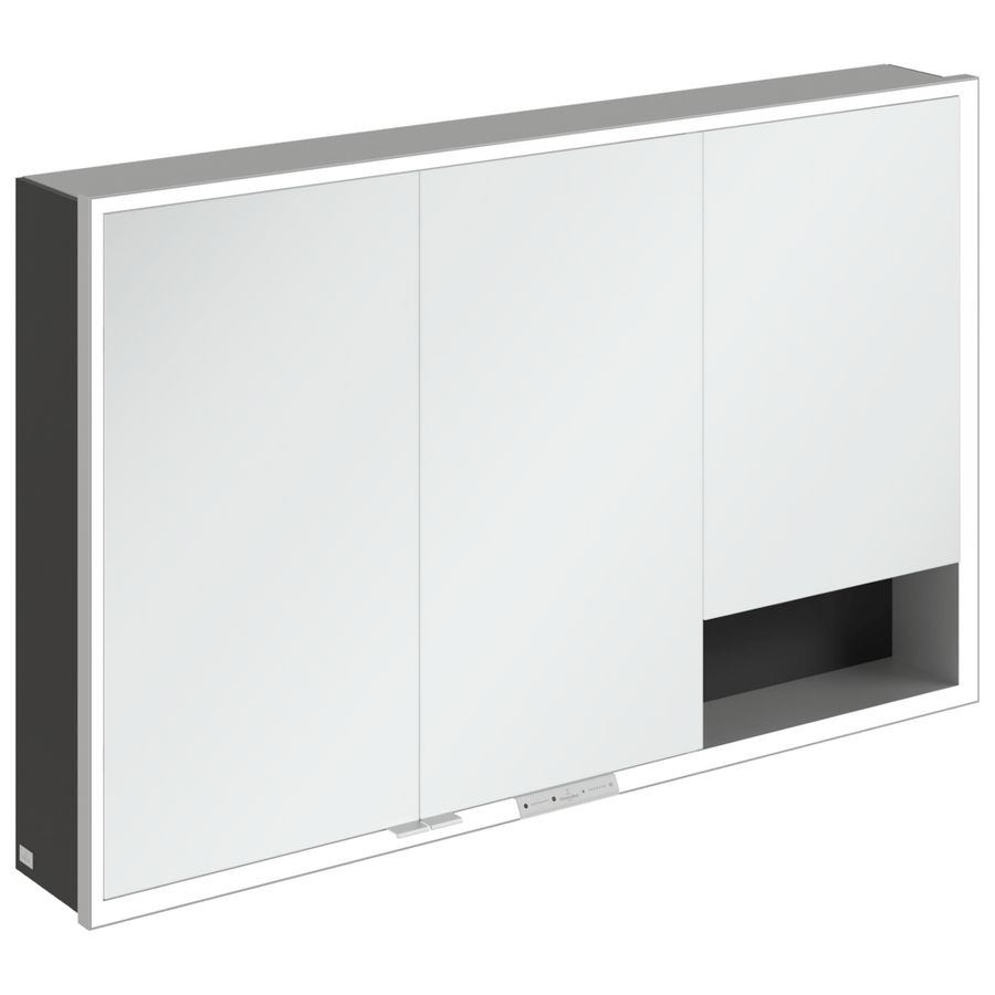 Opbouw Spiegelkast My View+ 1200x750x168mm Volcano Black