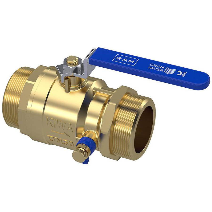 Kogelkraan S28 met aftapgelegenheid 2.3/8"bu.dr.x2.3/8"bu.dr. DN50/PN10 incl. aftapper Kiwa