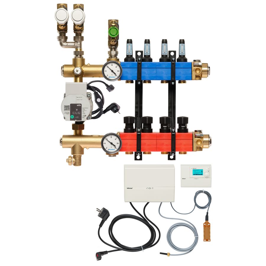 Vloerverw.verdeler 4851 3-pijps E-pomp BA. 10-145l/u 4-groeps