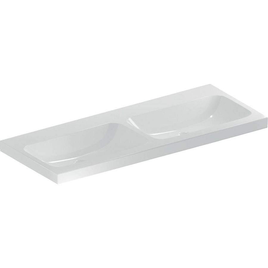 iCon Light dubbele wastafel 120x48cm zonder kraangat zonder overloop wit