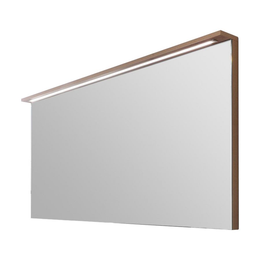 Spiegel op paneel (100cm) (condensvrij) met LED-luifel en indirecte verlichting onderaan Cloud Grey