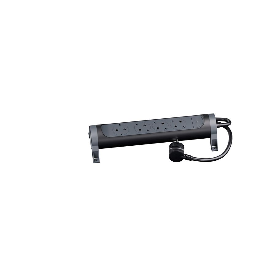 Contactdoos standaard 4x2P + A 1,5m. zwart VVE=5