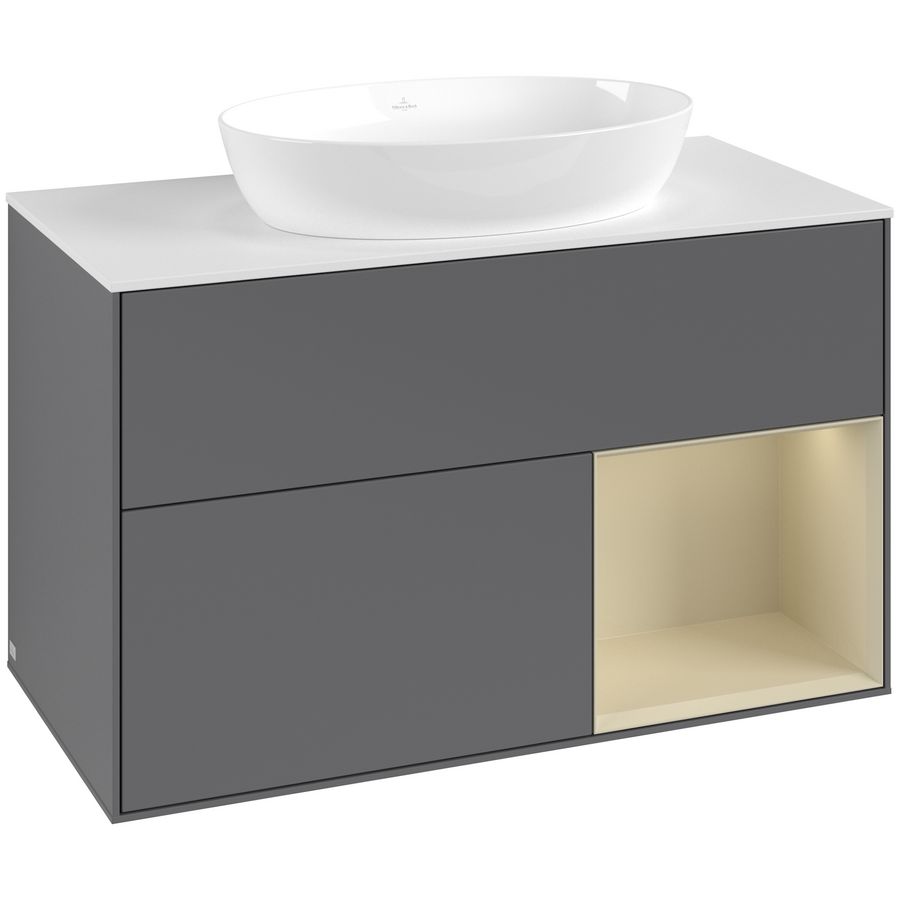 Wastafelonderkast Finion 1000x603x501mm Antr. Matt Lacquer FA21HJGK