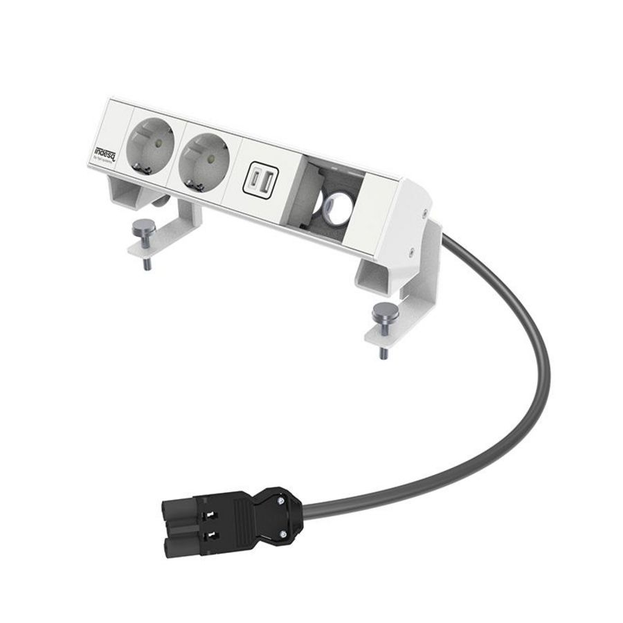 Bureau-opbouwunit Ampere wit 2x WCD + USB A-C 1x M45 leeg
