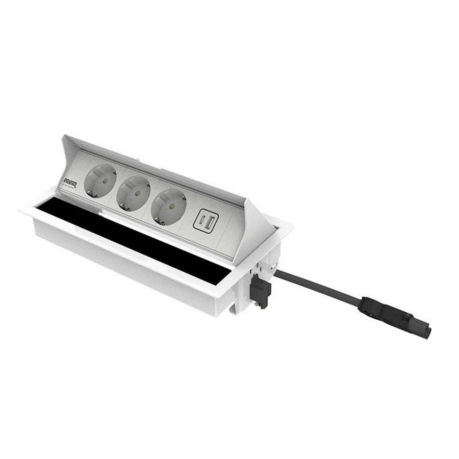 Bureau-inbouwunit Joule wit 2x WCD 1x USB lader A-C + 1xM45