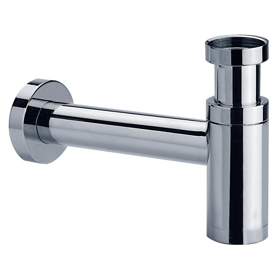 Slim designsifon chroom 1.1/4" incl. muurbuis tbv fontein