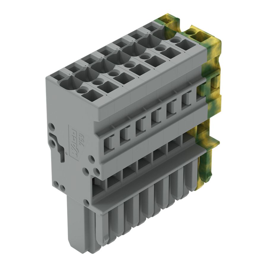 1-draads female steker CAGE CLAMP 4mm² groen-geel/gr VVE=25