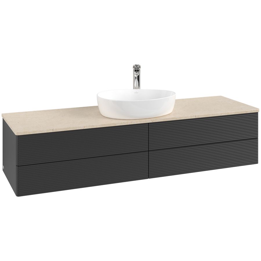 Wastafelonderkast Antao 1600x360x500mm Black Matt Lacquer L25153PD