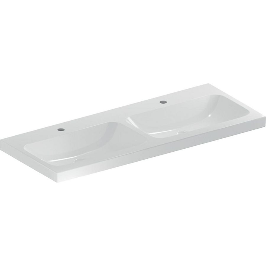 iCon Light dubbele wastafel 120x48cm met kraangat zonder overloop wit
