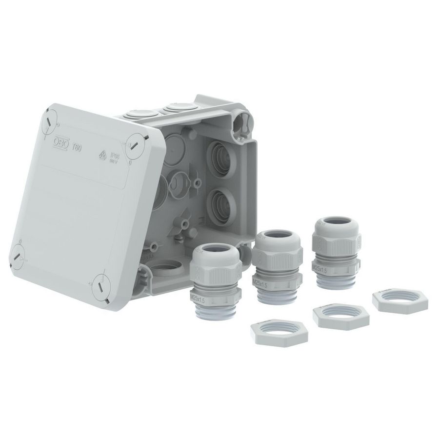 Kabeldoos 3xV-TEC VM25 en 3x116 114x114x57 lichtgrijs