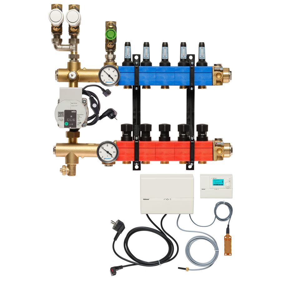 Vloerverw.verdeler 4851 3-pijps E-pomp BA. 10-145l/u 5-groeps