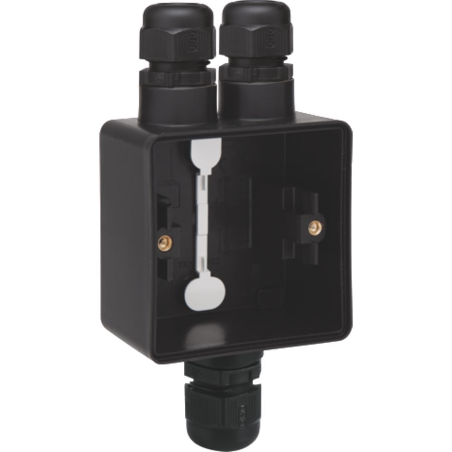 Spuitwaterdichte opb.doos 2-voudige M20/1 enkelv.ing. Zwart
