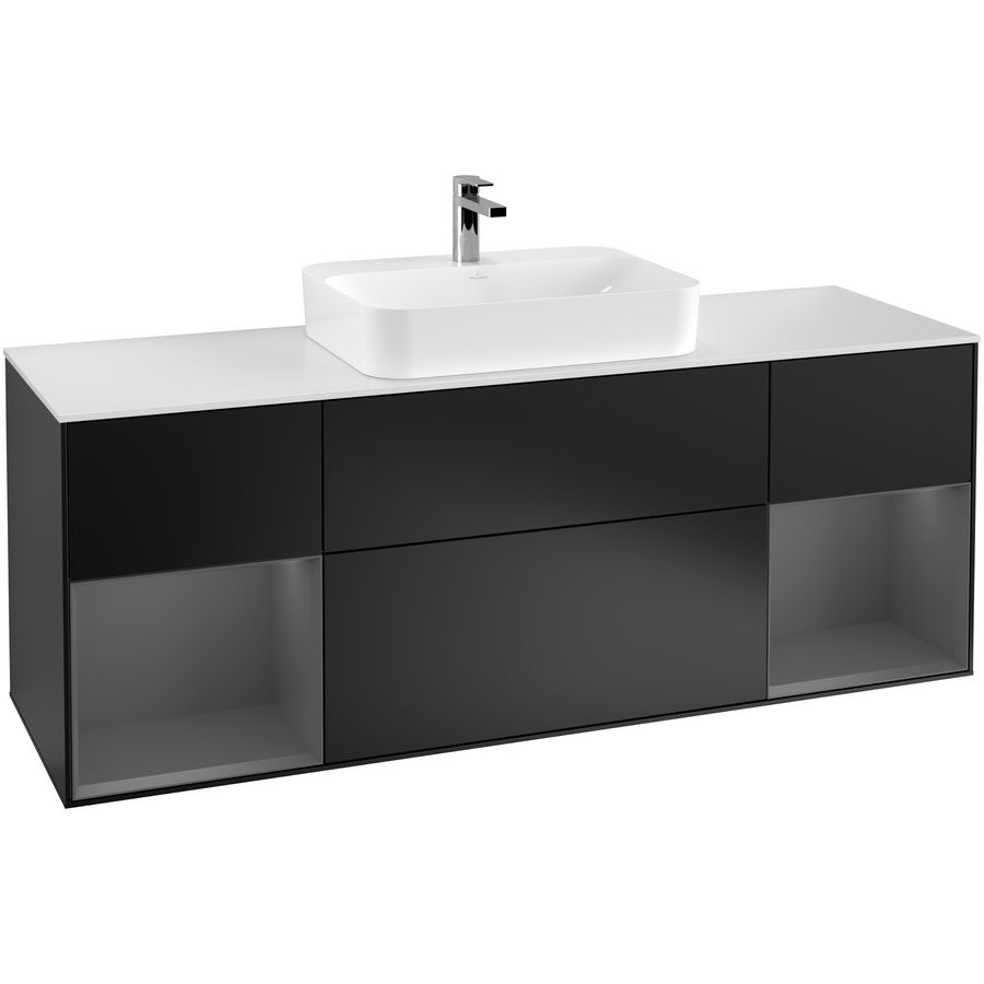 Wastafelonderkast Finion 1600x603x501mm Black Matt Lacquer G451GKPD