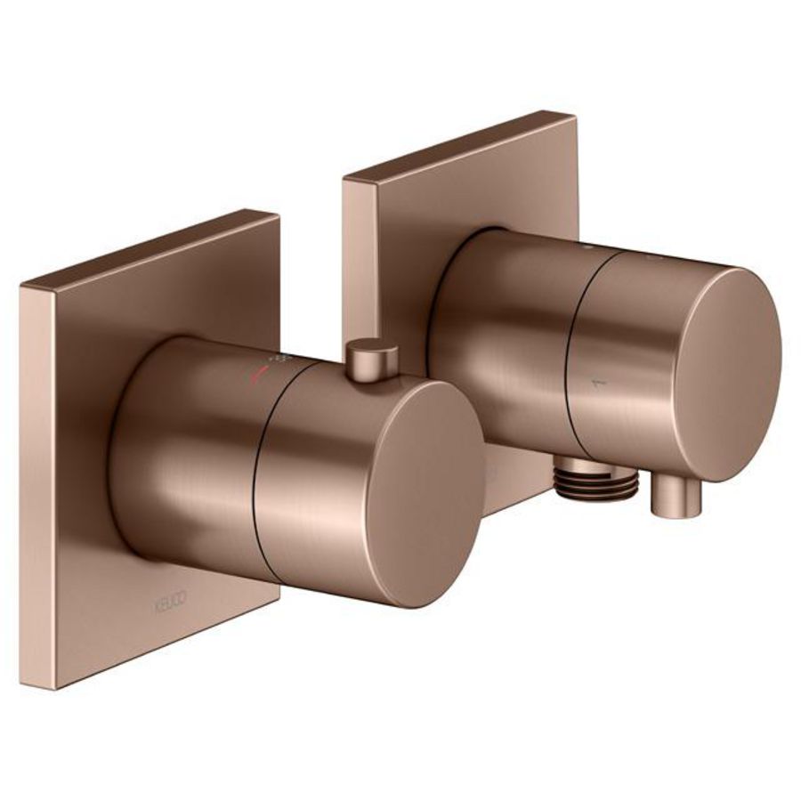 Thermostaatkraan Set UP 2 weg slanaansluiting rood goud geborsteld