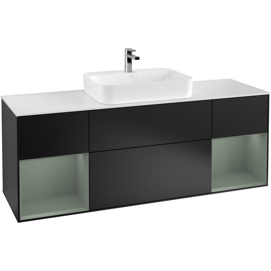 Wastafelonderkast Finion 1600x603x501mm Black Matt Lacquer G451GMPD