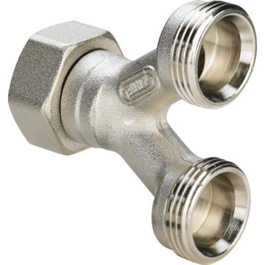 Dubbele-aansluiting 3/4 messing/mat-vernikkelt