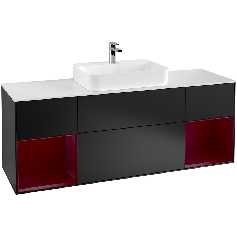 Wastafelonderkast Finion 1600x603x501mm Black Matt Lacquer G451HBPD