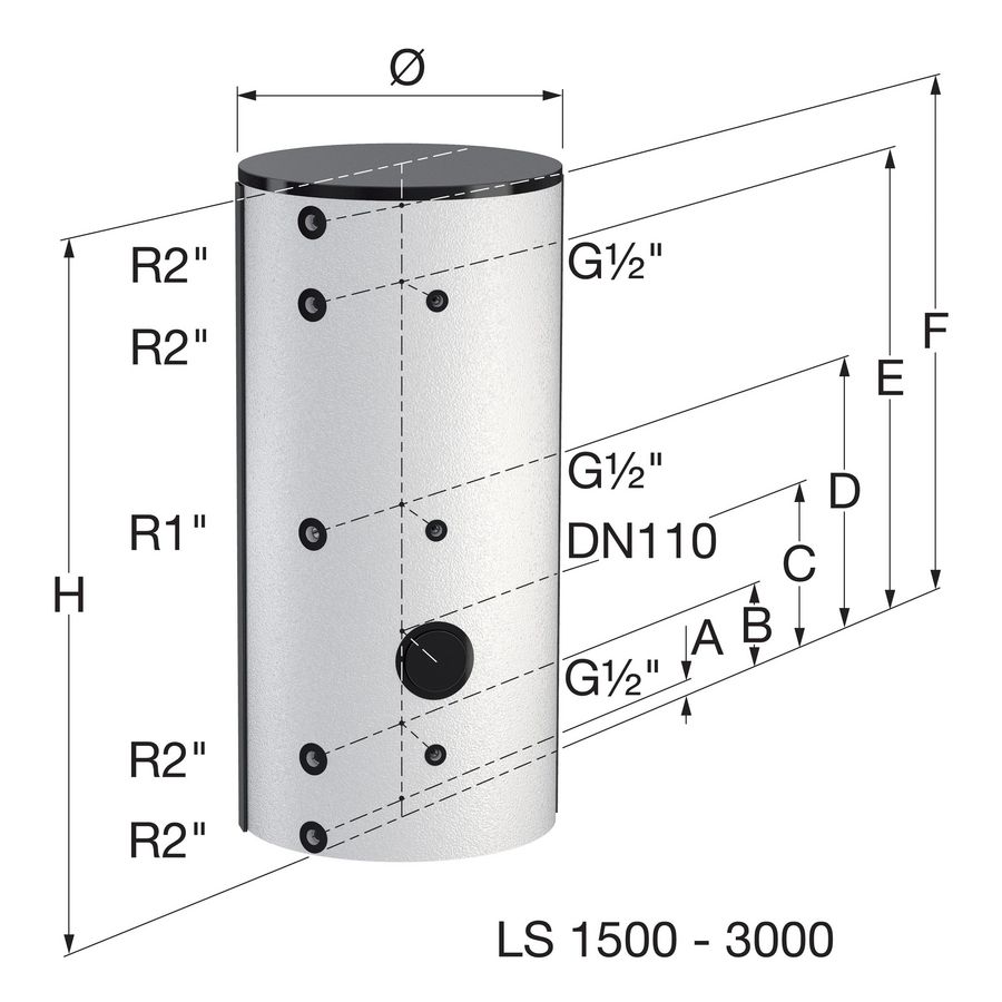 Buffervat LS 1500L met isolatie wit